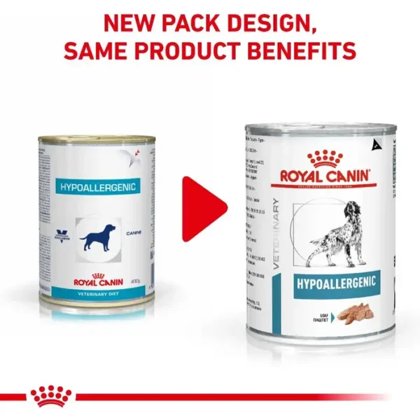 Royal Canin Hypoallergenic Wet Dog Food in Loaf 12x400g Cans - Image 4