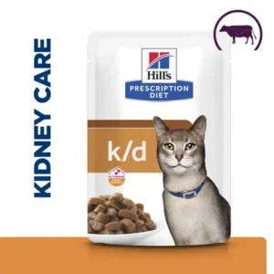 Hill's Prescription Diet k/d Kidney Care Wet Cat Food with Beef - 12x85g Pouches