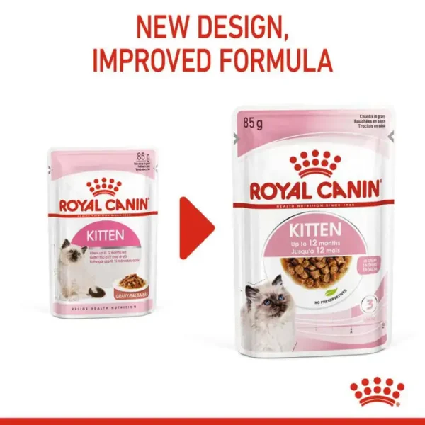 Royal Canin Kitten Wet Food (in Gravy) 12x85g Pouches - Image 2
