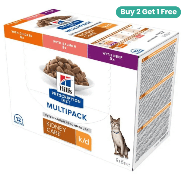 Hill's Prescription Diet k/d Kidney Care Cat Food (Chicken/Salmon/Beef) 12x85g
