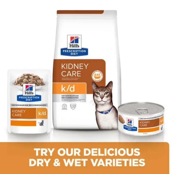 Hill's Prescription Diet k/d Kidney Care Cat Food (Chicken/Salmon/Beef) 12x85g - Image 2