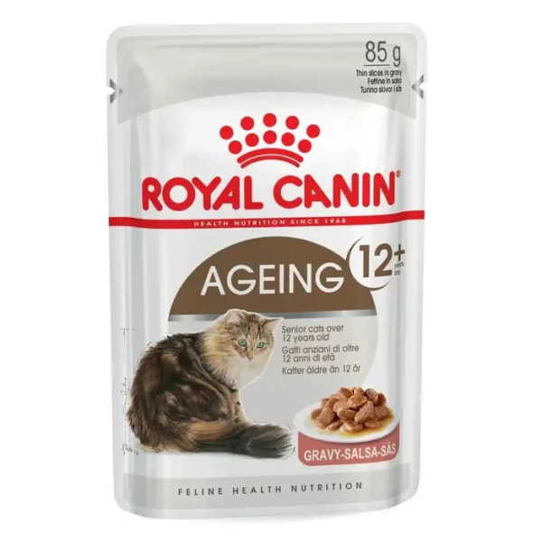 Royal Canin Ageing 12+ Wet Cat Food in Gravy 12x85g Pouches - Image 4