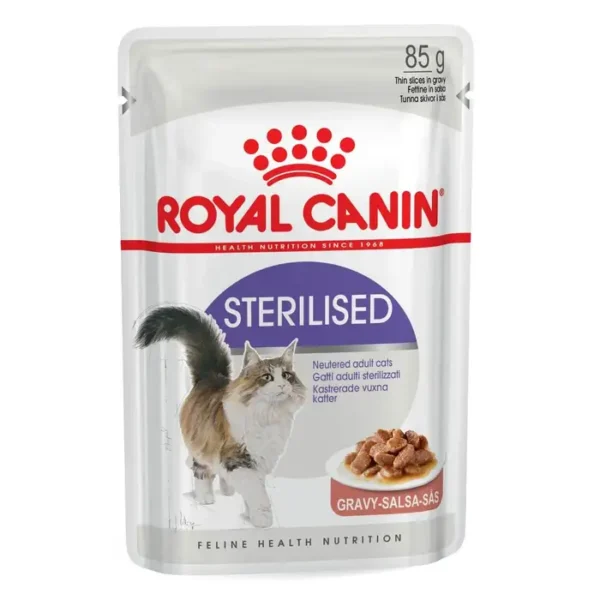 Royal Canin Sterilised Adult Wet Cat Food (in Gravy) 12x85g Pouches - Image 2